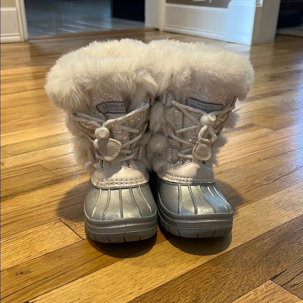 Silver and White Fur Winter Boots